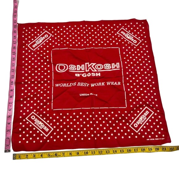 Oshkosh B Gosh Handkerchief Red White Cotton Biker BANDANA Hanky Pocket Square - Picture 4 of 4